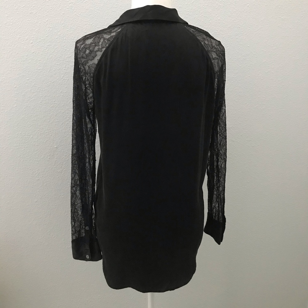 Equipment black silk lace long sleeve blouse small - Picture 8 of 11